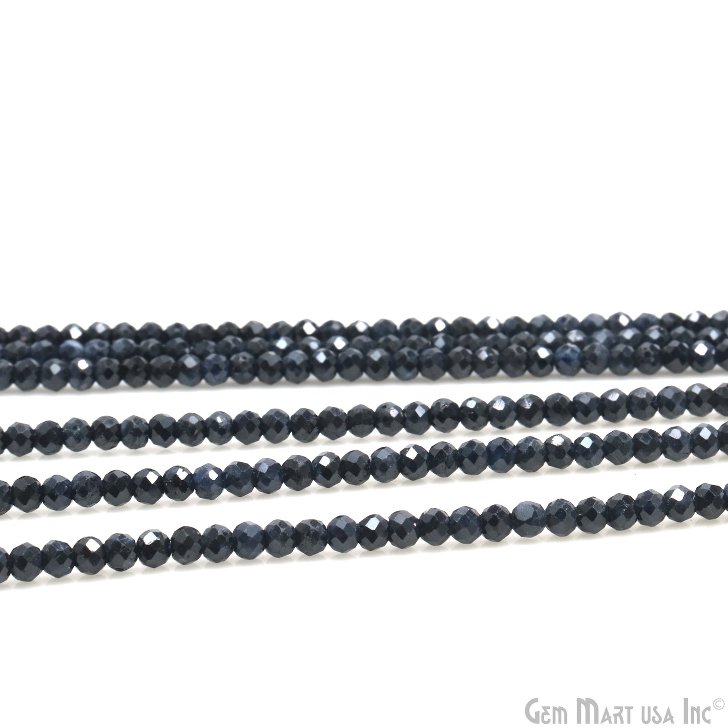 Sapphire Rondelle Beads, 12.5 Inch Gemstone Strands, Drilled Strung Nugget Beads, Faceted Round, 3-4mm