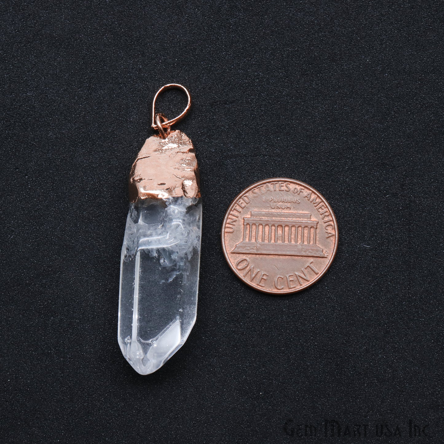 Crystal 41x15mm Rose Gold Plated Edged Point Pencil Charm Pendant