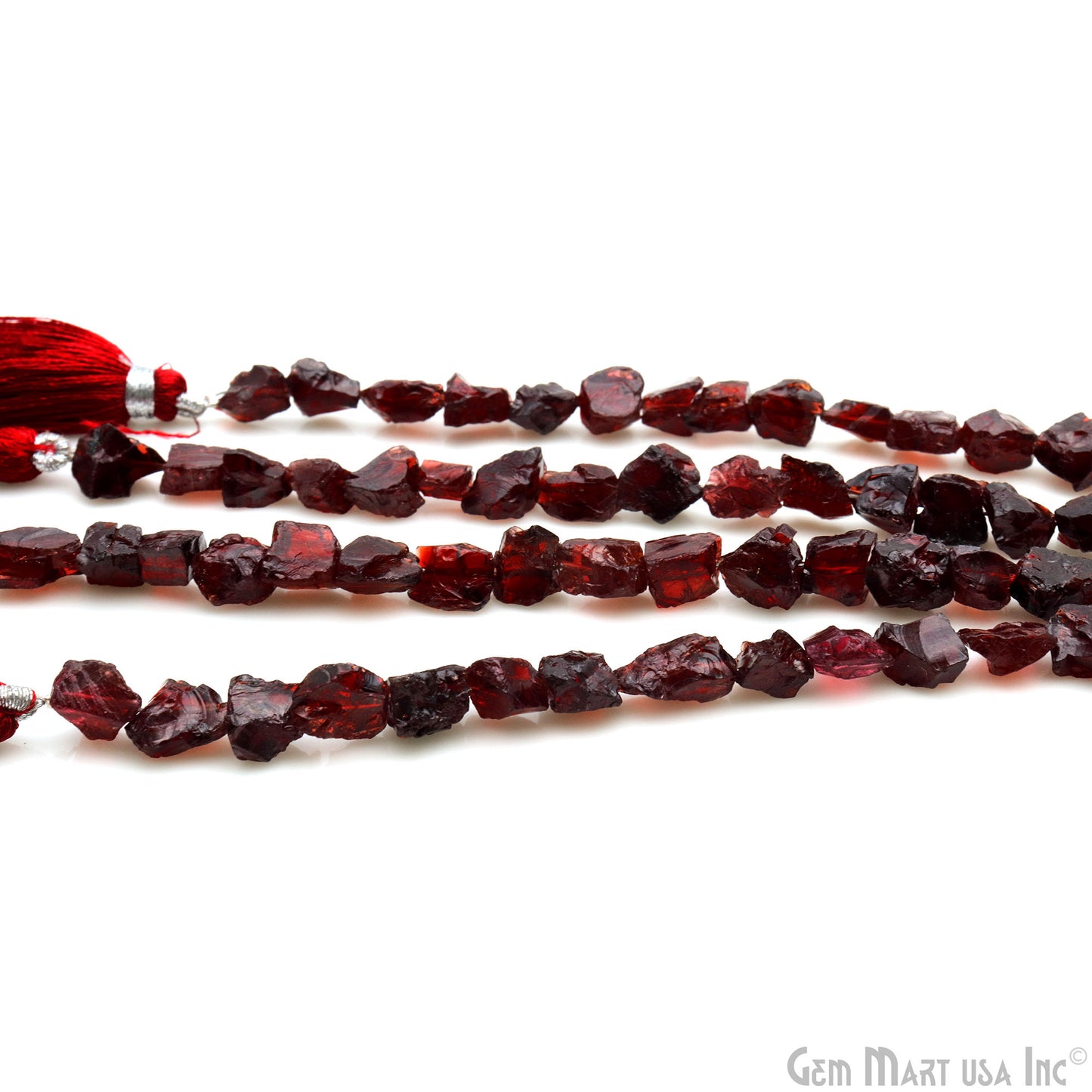 Garnet Rough Beads, 9 Inch Gemstone Strands, Drilled Strung Briolette Beads, Free Form, 7x5mm