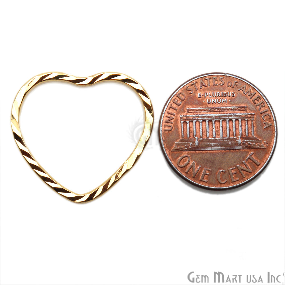 Gold Plated Heart Finding, Filigree Findings,Bracelets Heart Charm (Pick Size) - GemMartUSA