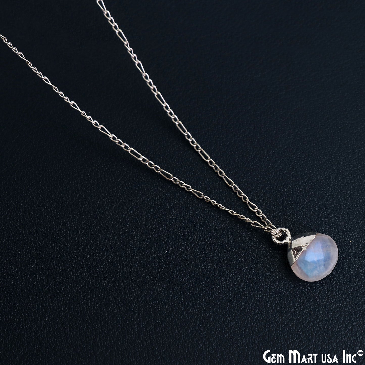 Rainbow Moonstone 10mm Heart Silver Electroplated Gemstone Connector