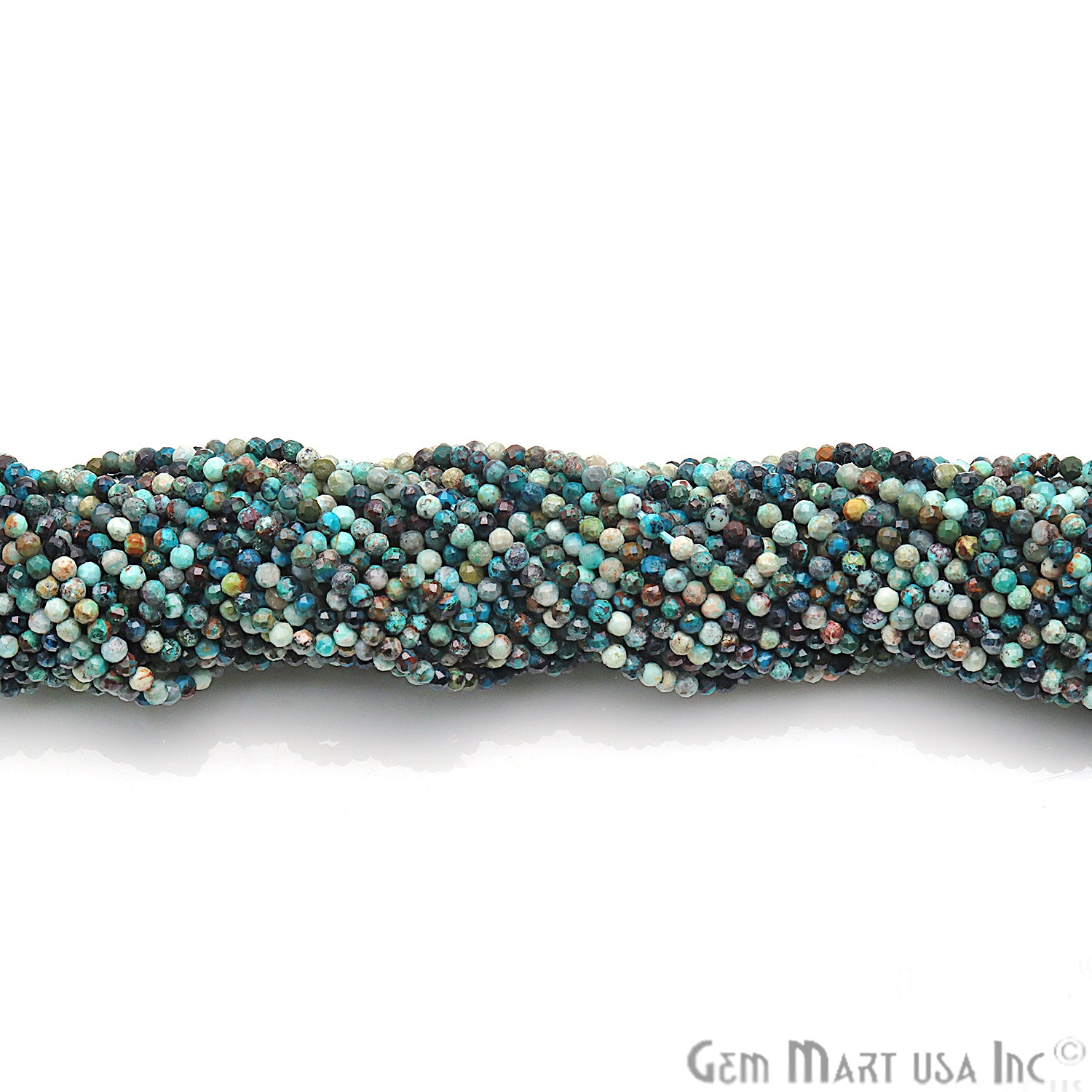 Chrysocolla Faceted Gemstones Rondelle Beads, Jewelry Making Supply Strand Beads - GemMartUSA