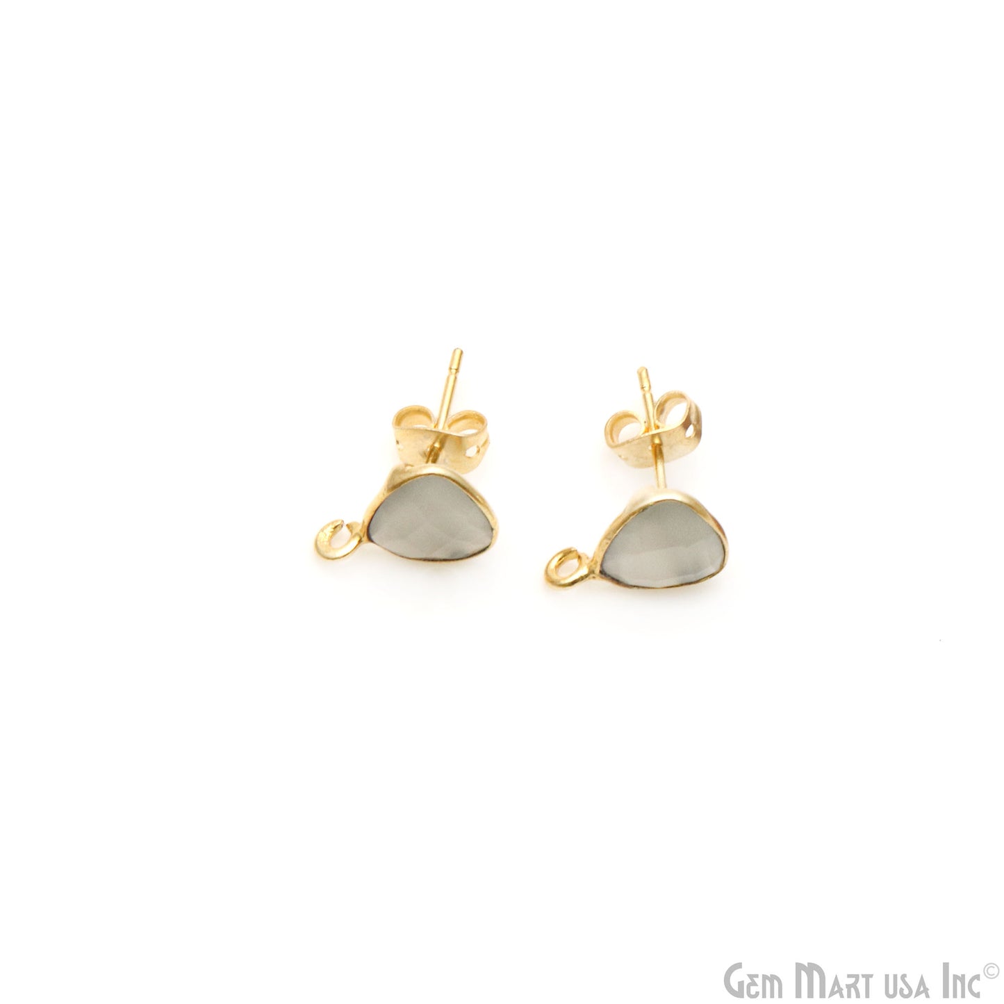 DIY Trillion 8mm Gold Bail Gemstone stud Earring