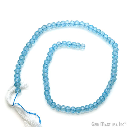 Blue Topaz Rondelle Beads, 13 Inch Gemstone Strands, Drilled Strung Nugget Beads, Faceted Round, 5-6mm