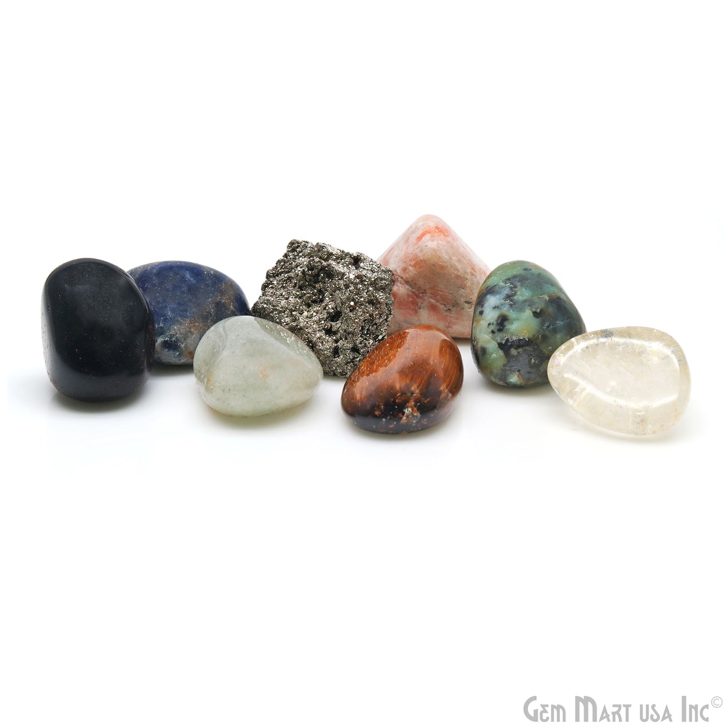 8pc Lot Tumble Stone, Multi Color Beautiful Seven Stone Set, Reiki stones, Healing crystal, 1 Rough Stone , 26X18MM