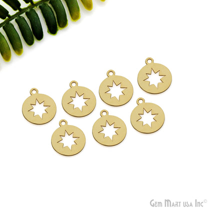 Round & Star Charm Laser Finding Gold Plated 20.25x16.8mm Charm For Bracelets & Pendants