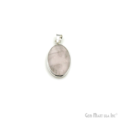 Rose Quartz Gemstone Oval 31x18mm Sterling Silver Necklace Pendant 1PC