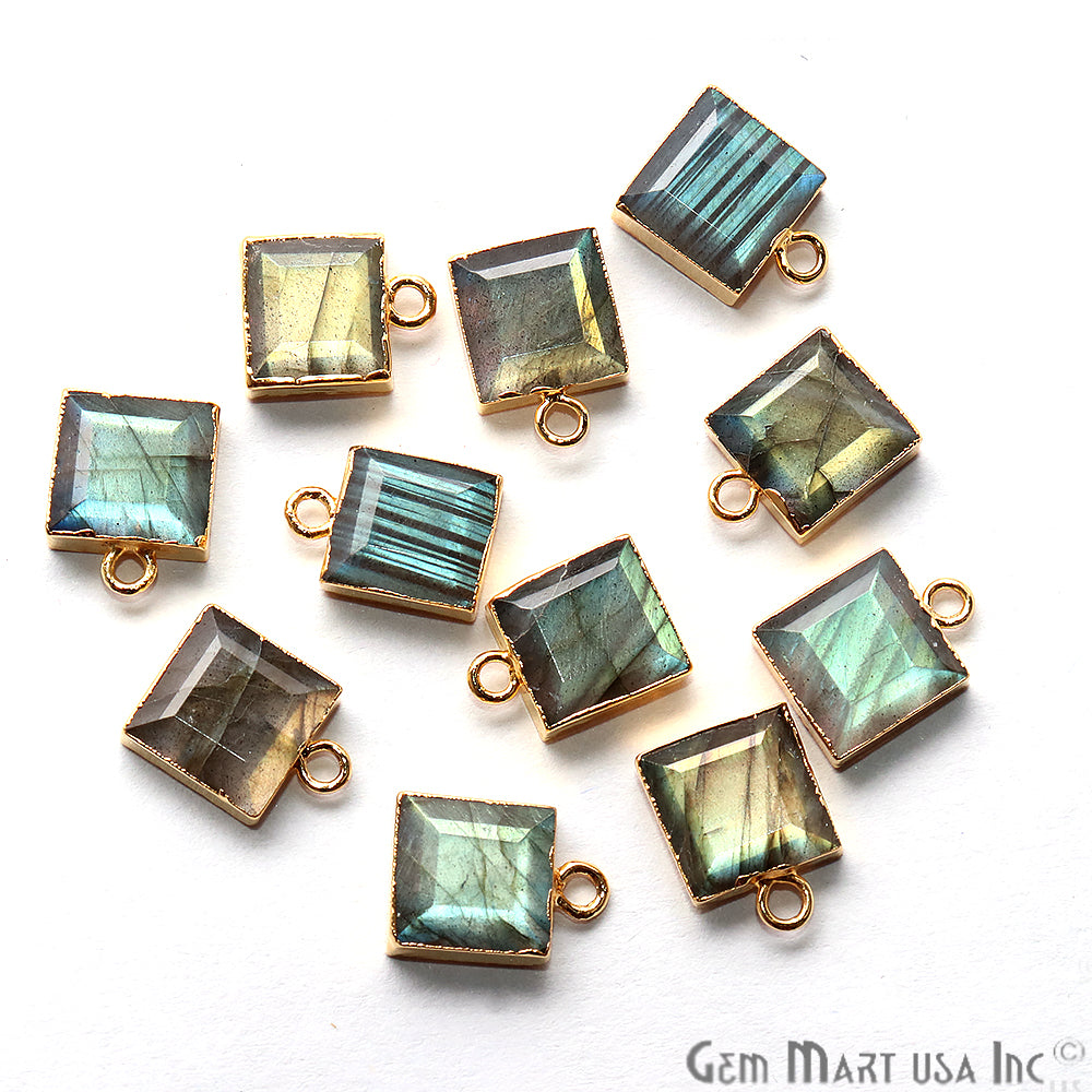 Gold Electroplated Bail 13x10mm Rectangle Shape Gemstone Connector - GemMartUSA