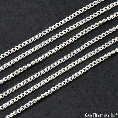 Gourmette Chain For Jewelry Making, 4mm Twisted Oval Curb Silver Plated Necklace