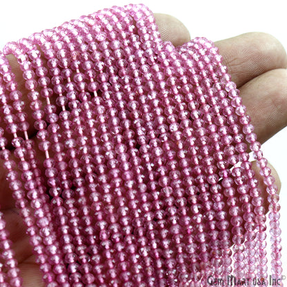 Pink Tourmaline Rondelle Beads, 12.5 Inch Gemstone Strands, Drilled Strung Nugget Beads, Faceted Round, 3-4mm