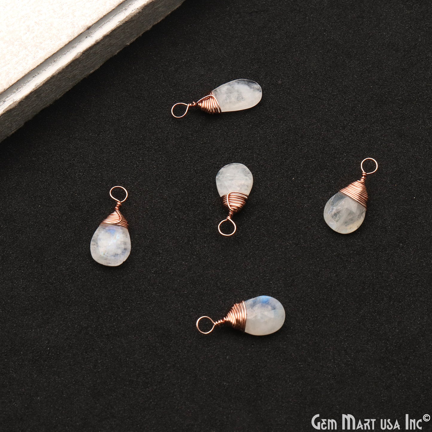 Pears 7x10mm Rose Gold Wire Wrapped Single Bail Gemstone Connector