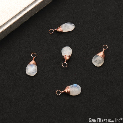 Pears 7x10mm Rose Gold Wire Wrapped Single Bail Gemstone Connector