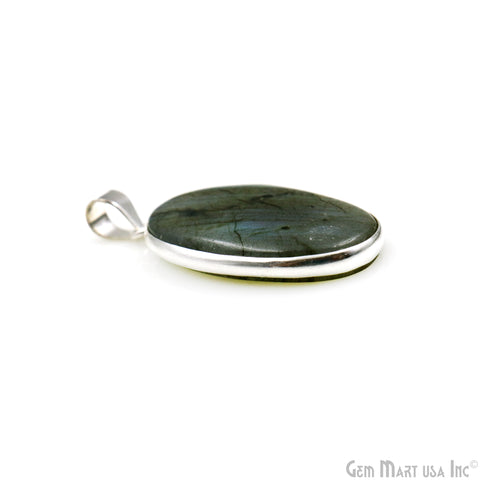 Labradorite Gemstone Oval 37x20mm Sterling Silver Necklace Pendant 1PC