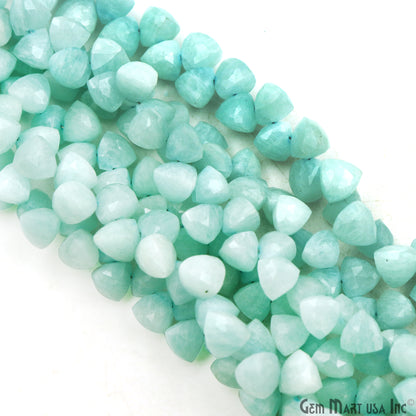 Amazonite Triangle Beads, 8 Inch Gemstone Strands, Drilled Strung Briolette Beads, Triangle Shape, 6-7mm