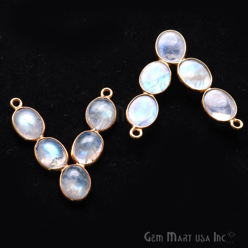 DIY Rainbow Moonstone 30x25mm Gold Plated Chandelier Finding Component - GemMartUSA