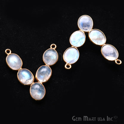 DIY Rainbow Moonstone 30x25mm Gold Plated Chandelier Finding Component - GemMartUSA