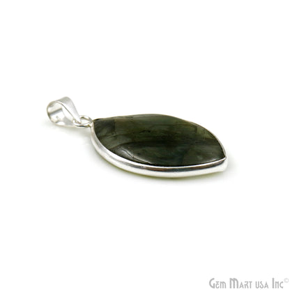 Labradorite Gemstone Marquise 38x22mm Sterling Silver Necklace Pendant 1PC