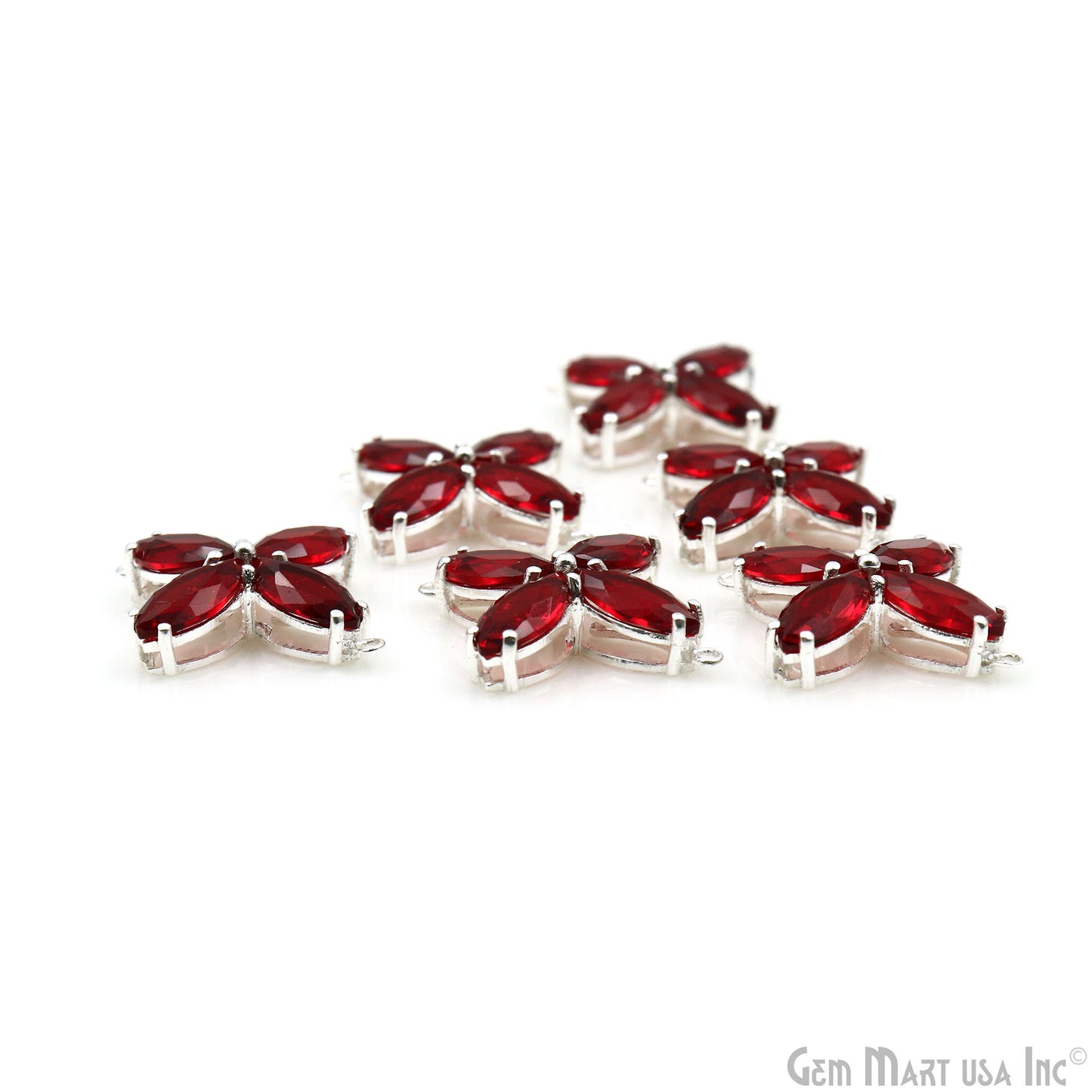 Gemstone 27x25mm Flower Shape Silver Prong Setting Gemstone Connector