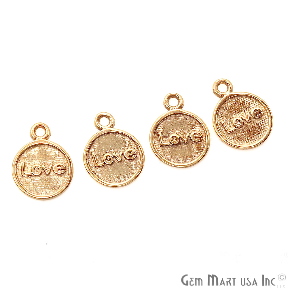 Love Print Round Shape Gold Plated Finding Connector - GemMartUSA