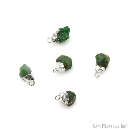 Chrome Diopside Gemstone 20x11mm Organic Silver Edged Single Bail Connector