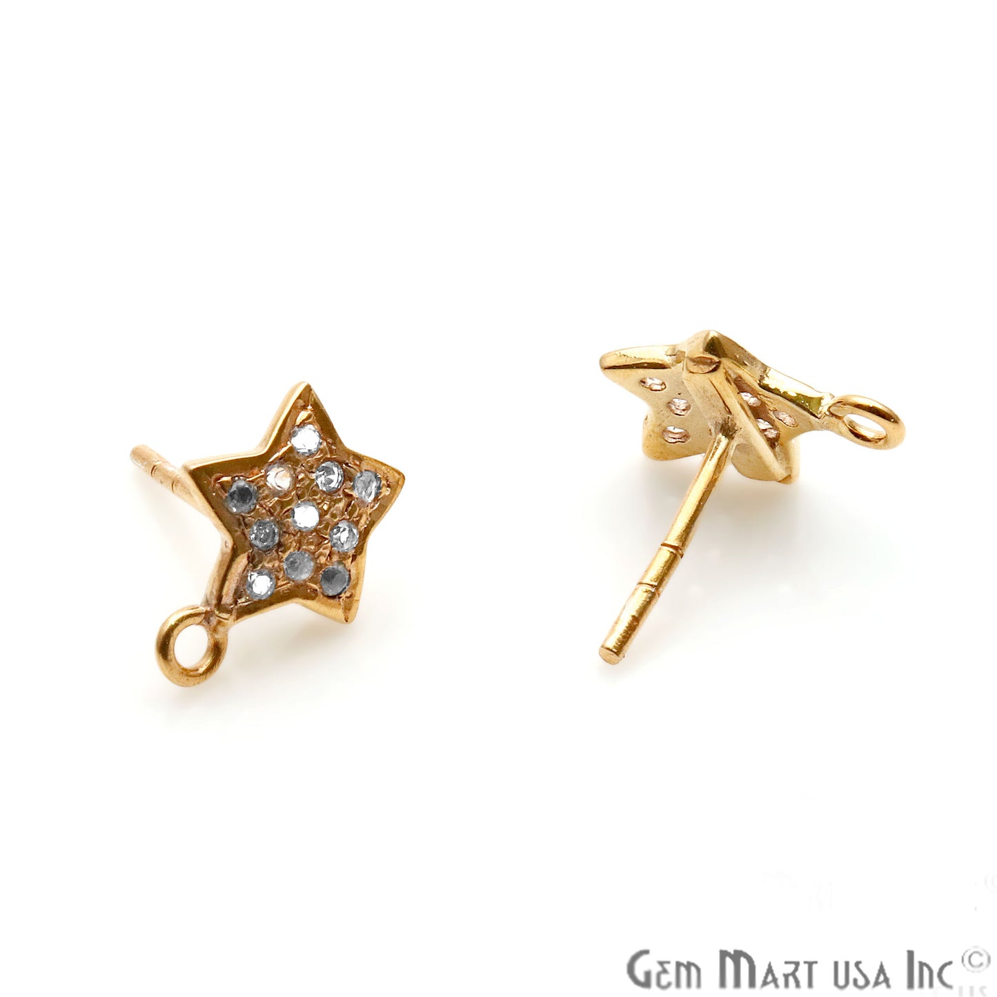 DIY Star Shape Cubic Zircon 12x9mm Gold Plated Single Bail Stud Earring - GemMartUSA