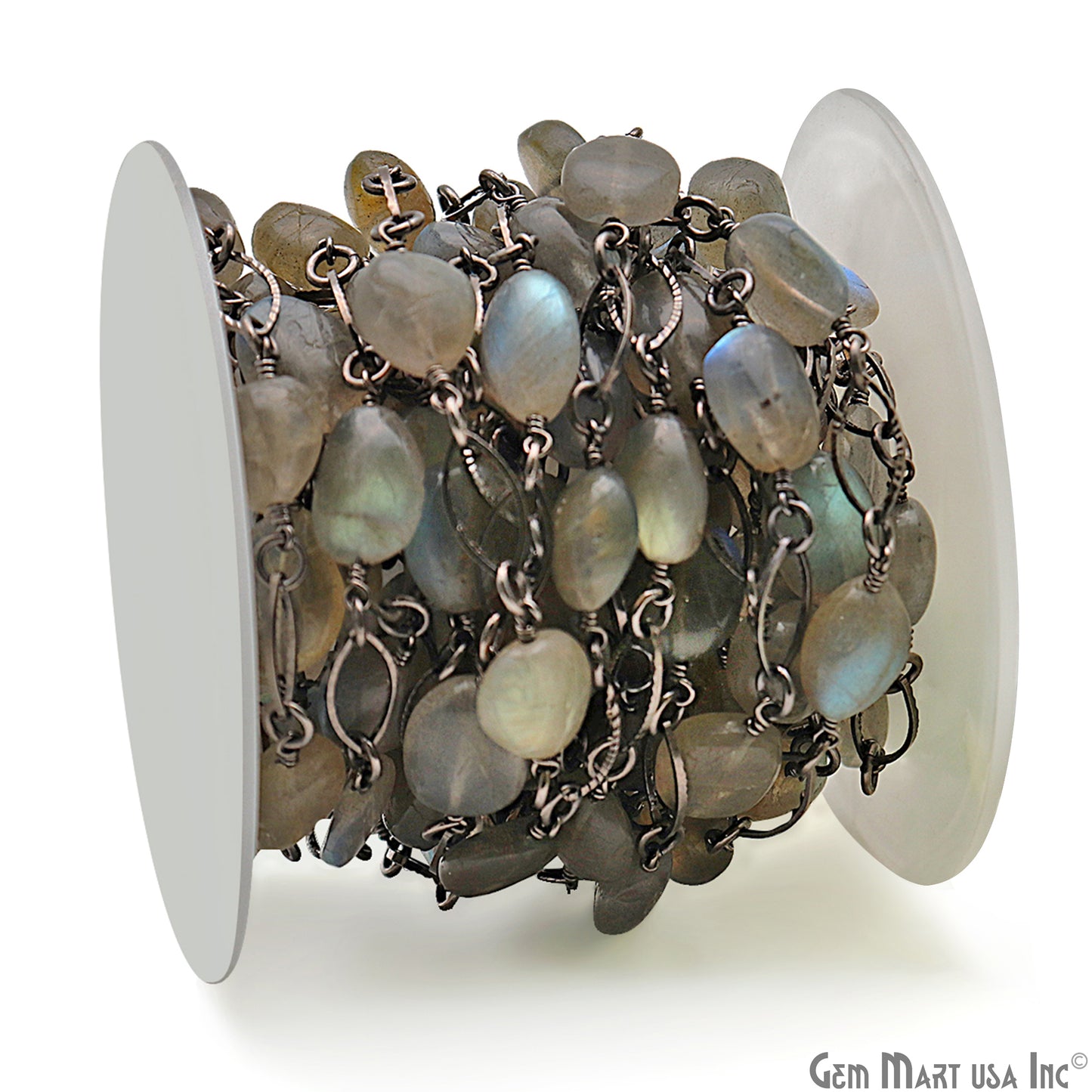 Labradorite With Oxidized Marquise Finding Rosary Chain
