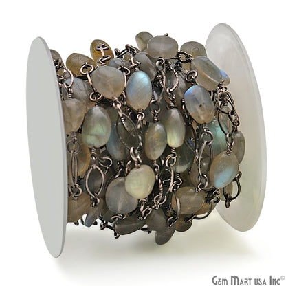 Labradorite With Oxidized Marquise Finding Rosary Chain