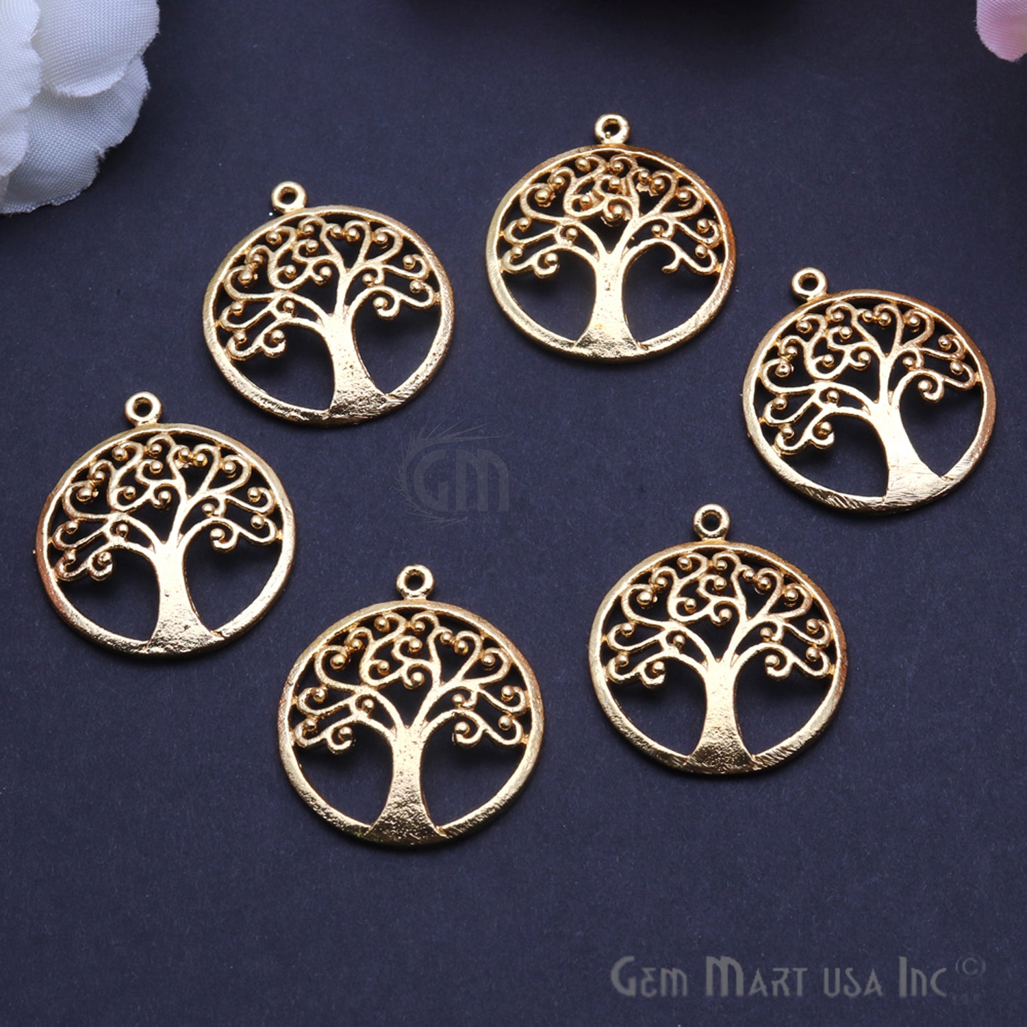 Tree of Life Finding 27x24mm Charm Connector (Pick Your Metal) - GemMartUSA