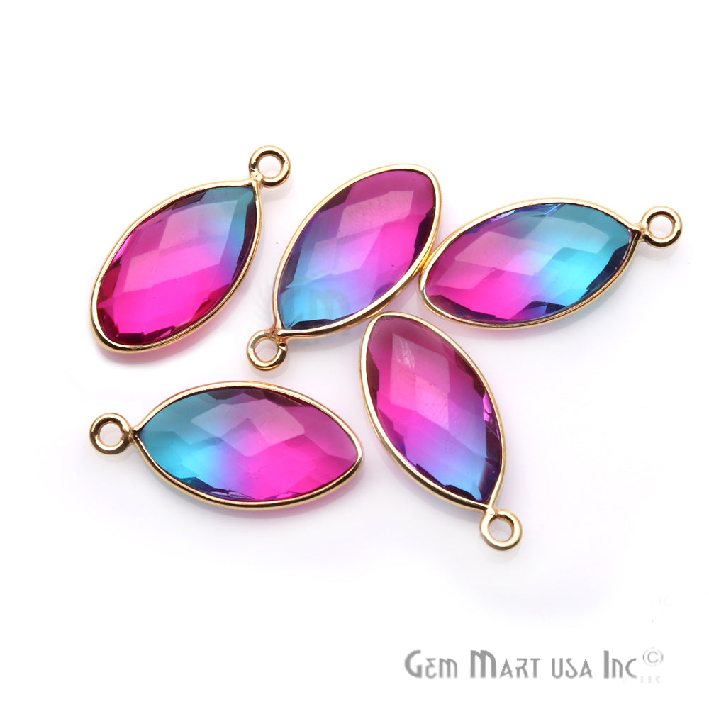 Doublet Aura Quartz 8x16mm Marquise Connector (Pick Color, Plating, Bail) - GemMartUSA