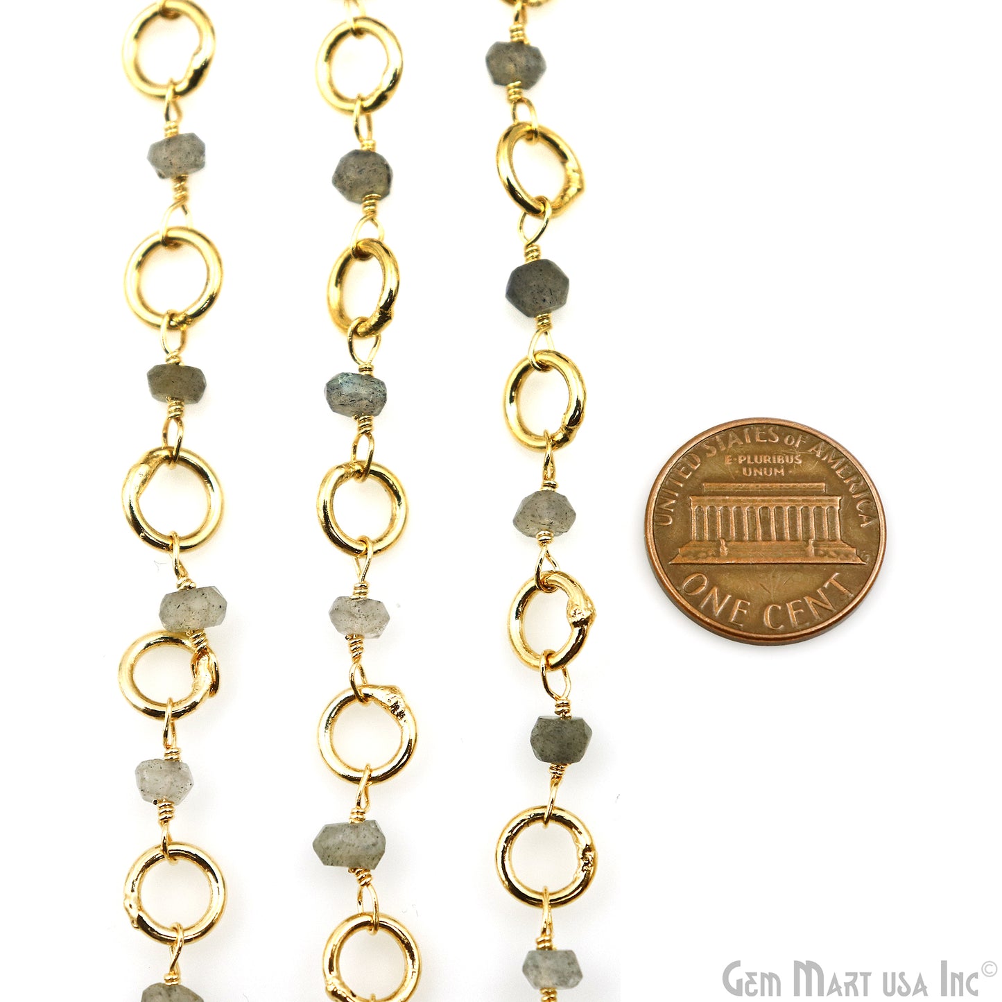 Labradorite With Gold Plated Round Finding Rosary Chain