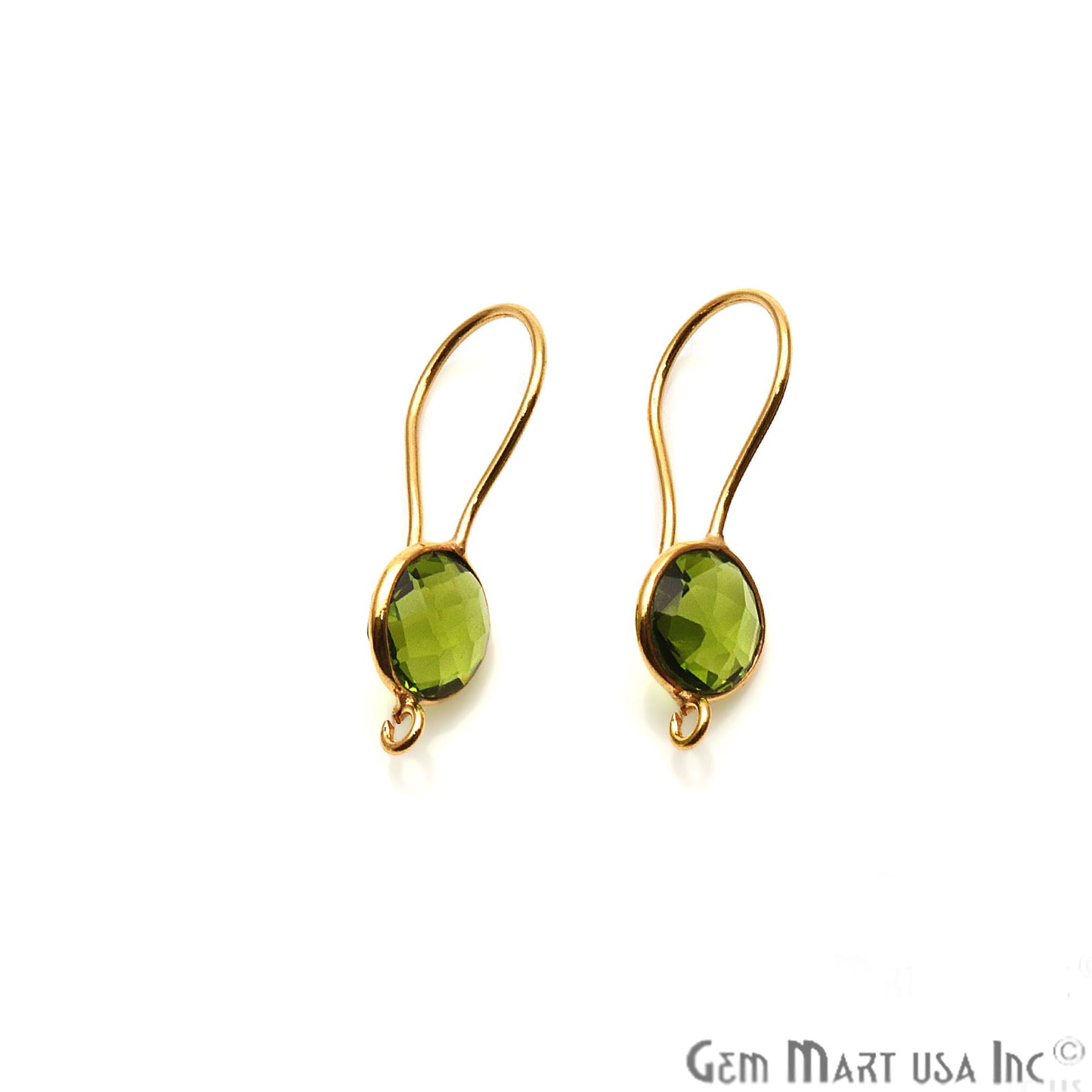 DIY Gemstone 26x9mm Gold Plated Round Hook Earring (Pick Gemstone) - GemMartUSA