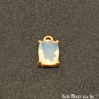 Opal Gemstone Octagon 7x9mm Prong Setting Gold Plated Connector - GemMartUSA