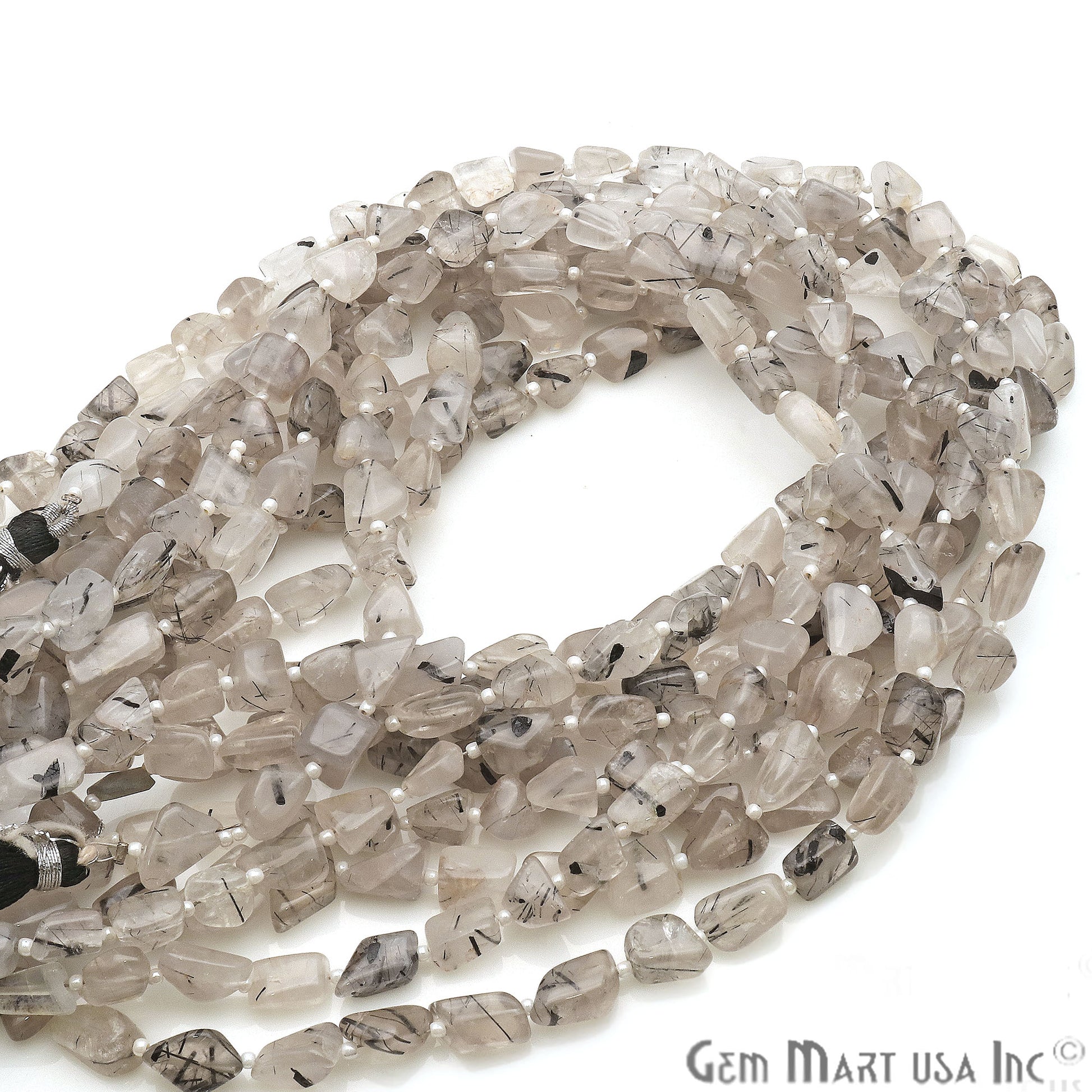 Rutilated Free Form 9x7mm Tumble Beads Gemstone Strands - GemMartUSA