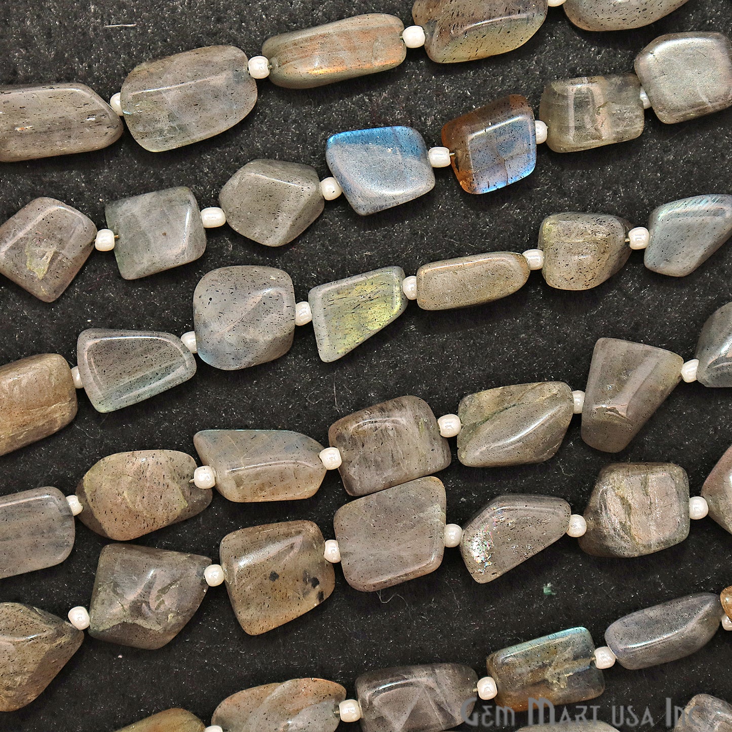 Labradorite Free Form 10x7mm Tumble Beads Gemstone Strands - GemMartUSA