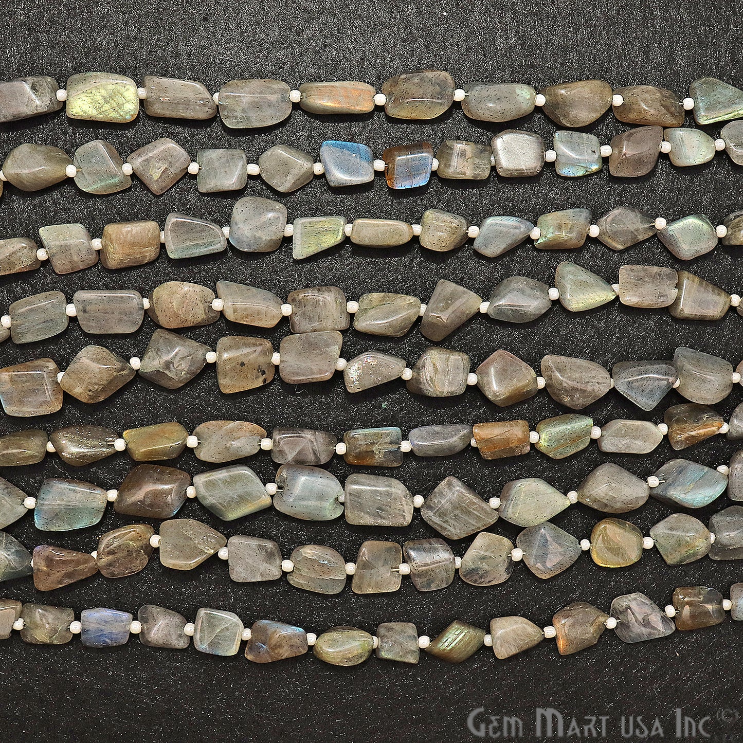 Labradorite Free Form 10x7mm Tumble Beads Gemstone Strands - GemMartUSA