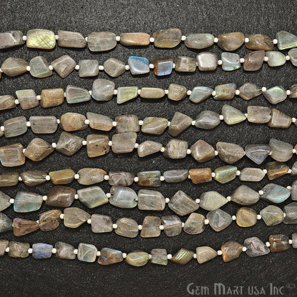 Labradorite Free Form 10x7mm Tumble Beads Gemstone Strands - GemMartUSA