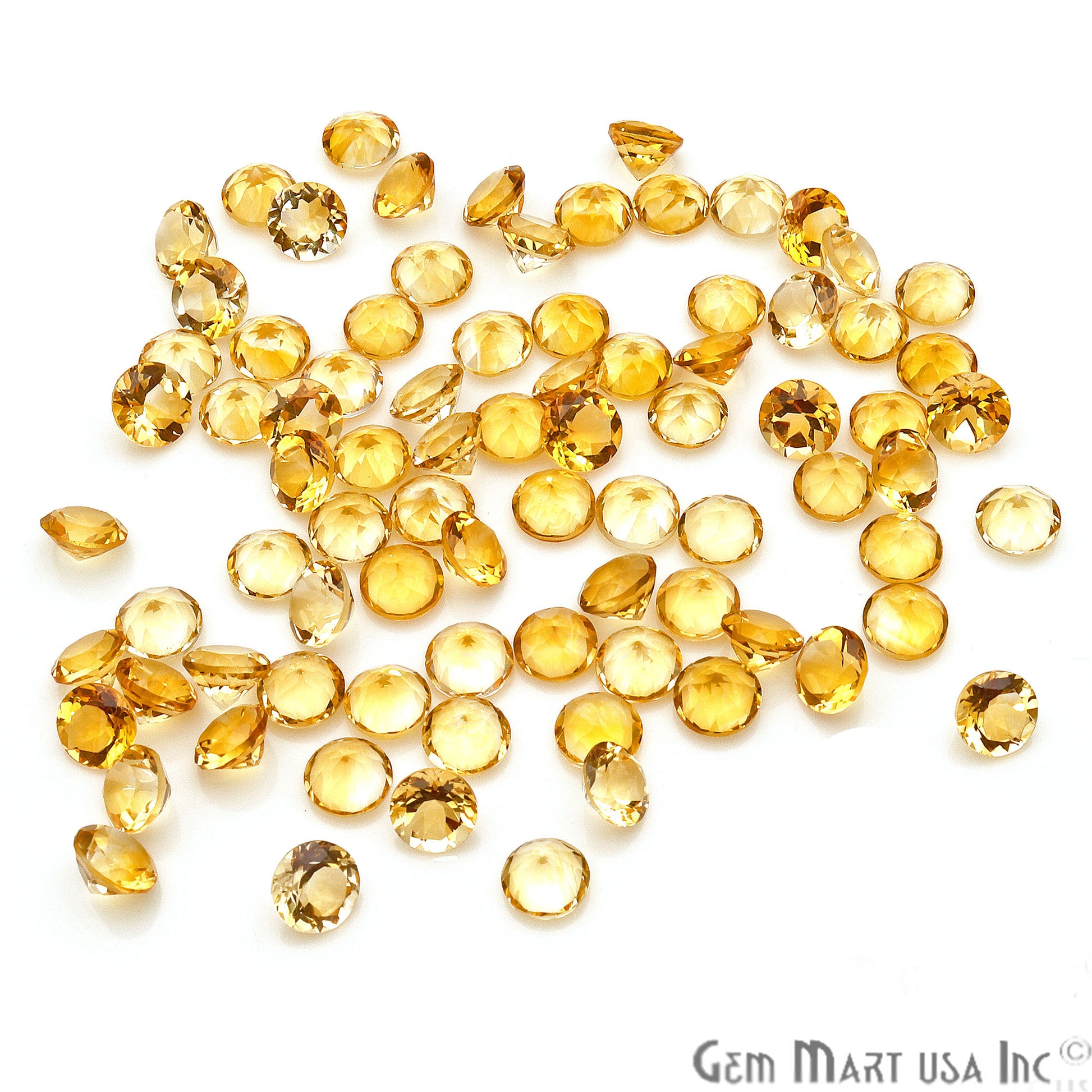 Citrine Round Shape 7mm Faceted Loose Gemstone - GemmartUSA