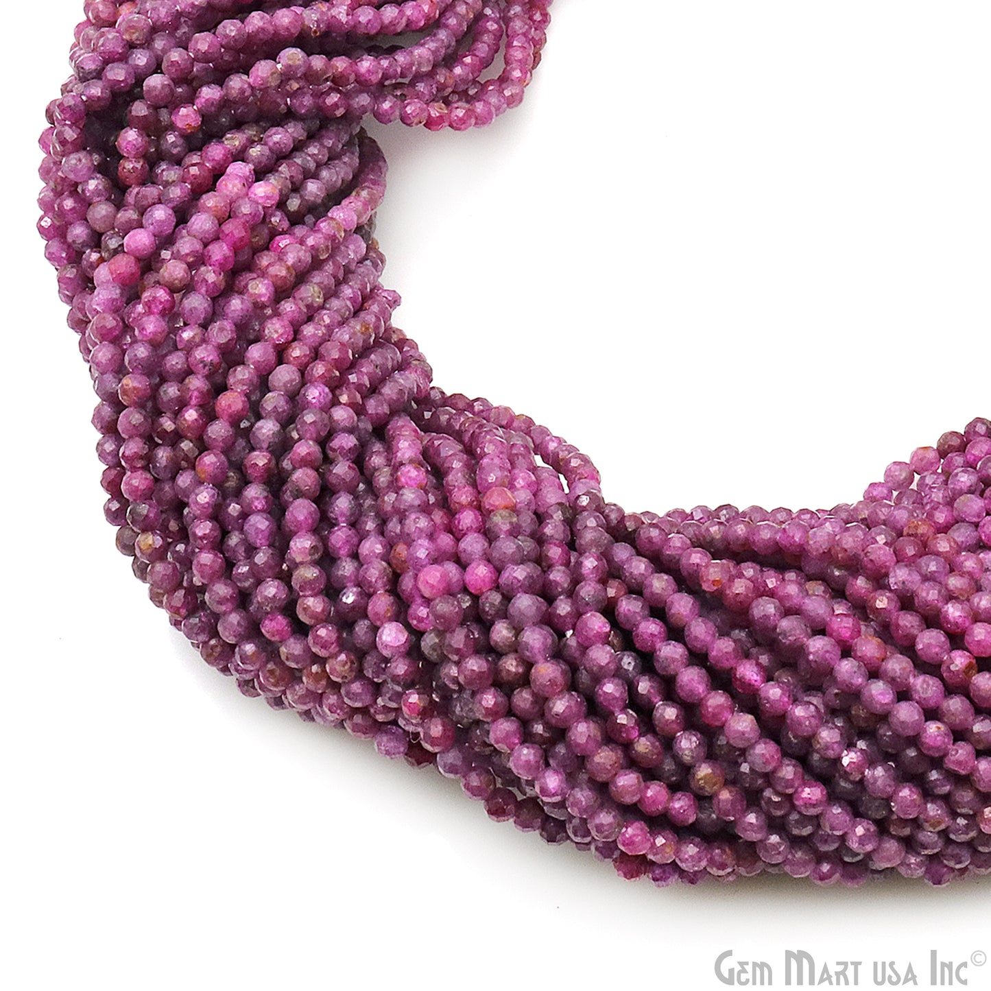 Ruby Rondelle Beads, 12-13 Inch Gemstone Strands, Drilled Strung Nugget Beads, Faceted Round, 3mm