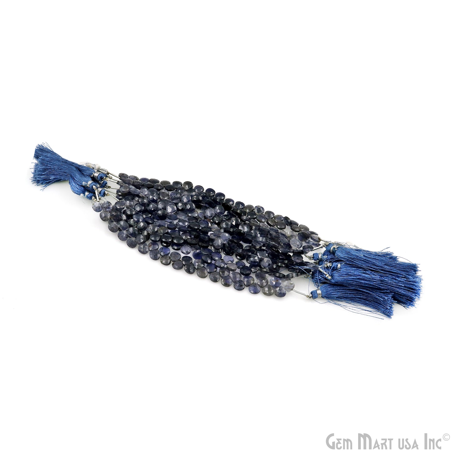 Iolite Heart Beads, 7 Inch Gemstone Strands, Drilled Strung Briolette Beads, Heart Shape, 7mm