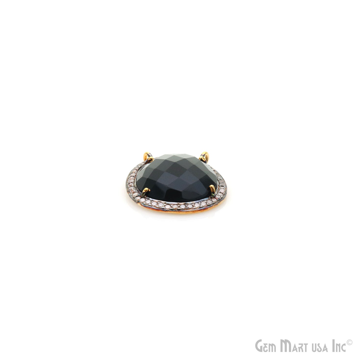 Oval Gemstone With Oxidized Setting Of Pave Cubic Zirconia 27x22mm Gold Plated Bail Connector