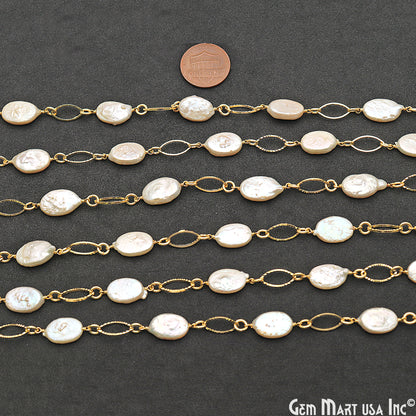Pearl With Gold Marquise Finding Rosary Chain