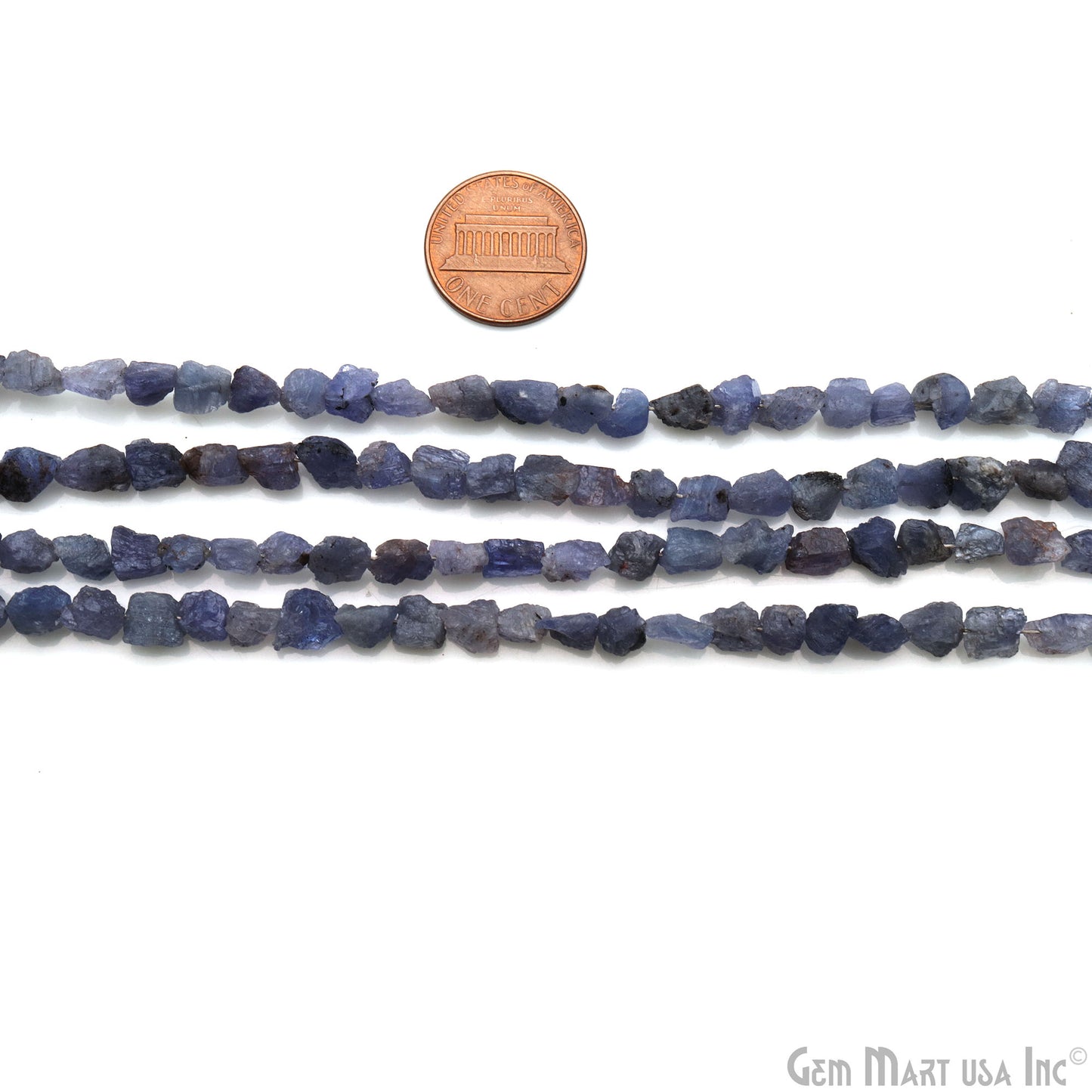 Tanzanite Rough Beads, 8 Inch Gemstone Strands, Drilled Strung Briolette Beads, Free Form, 7x5mm