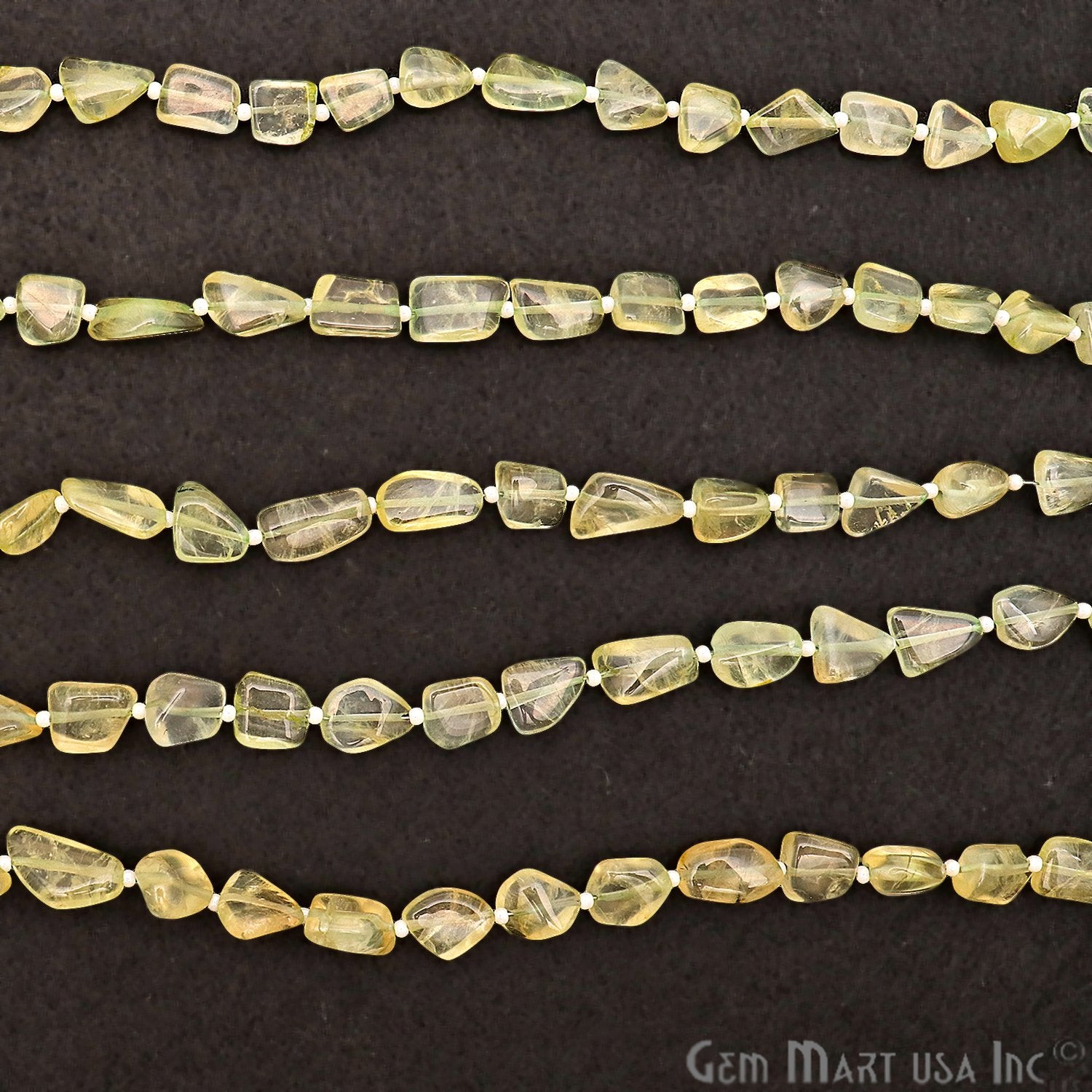 Prehnite Free Form 13x9mm Tumble Beads Gemstone Strands - GemMartUSA