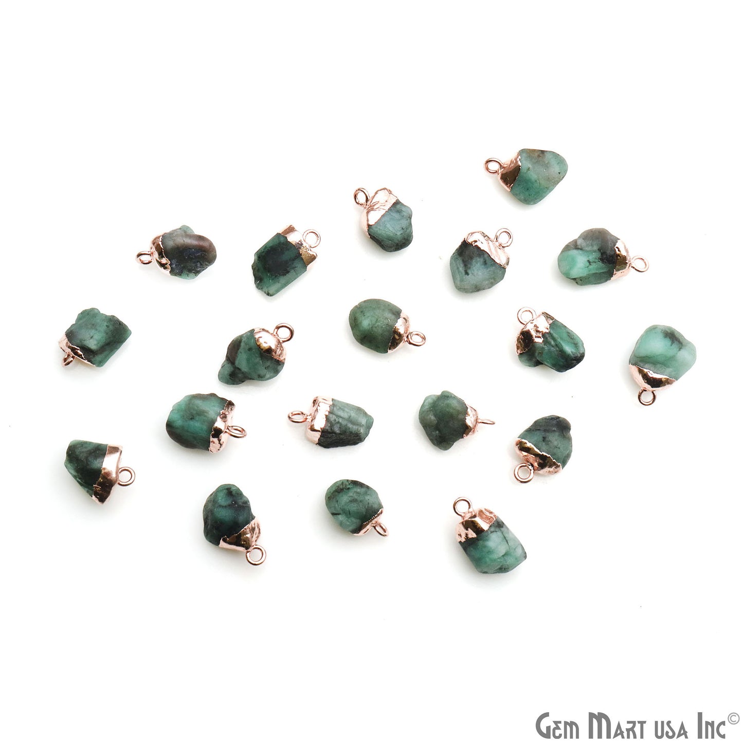 Emerald Gemstone Rose Gold Electroplated Single Bail Connector