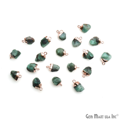 Emerald Gemstone Rose Gold Electroplated Single Bail Connector