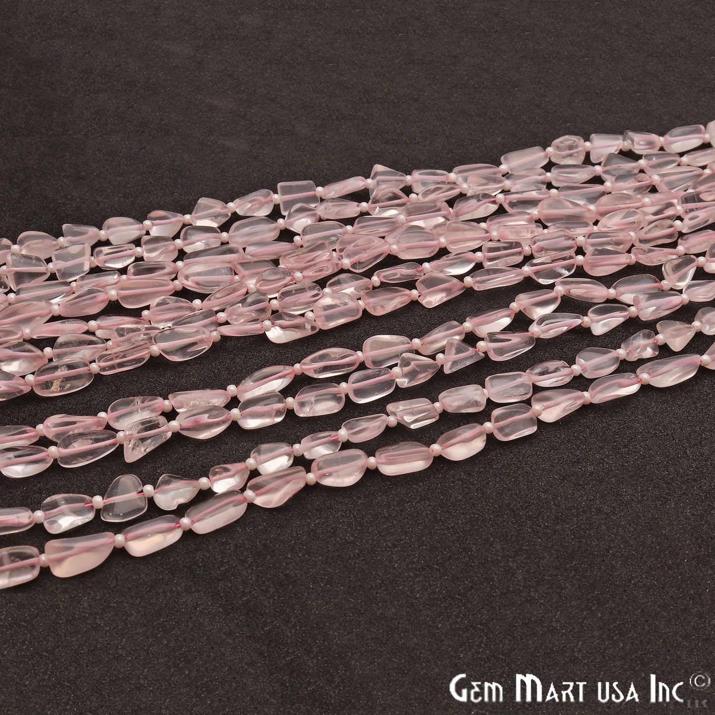 Rose Quartz Free Form 9x7mm Tumble Beads Gemstone Strands - GemMartUSA