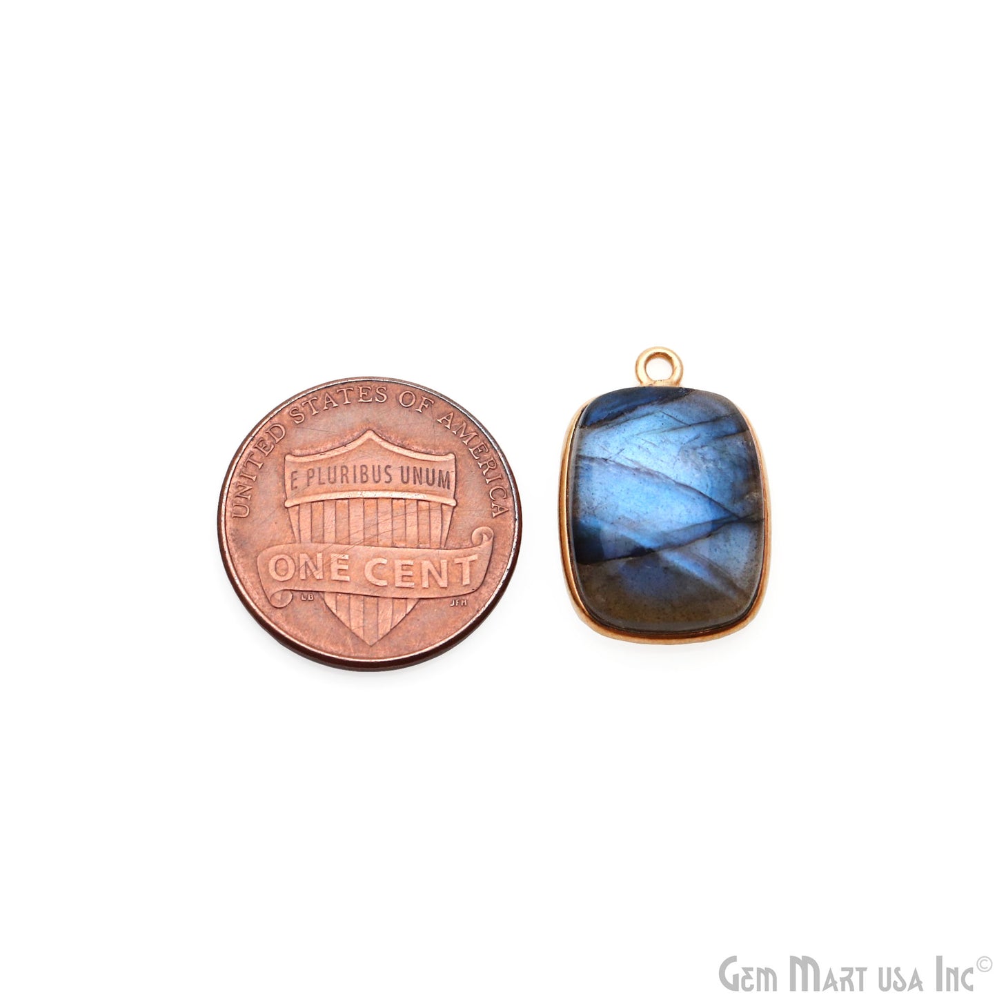 Flashy Labradorite Cabochon 12x16mm Octagon Single Bail Gold Plated Gemstone Connector