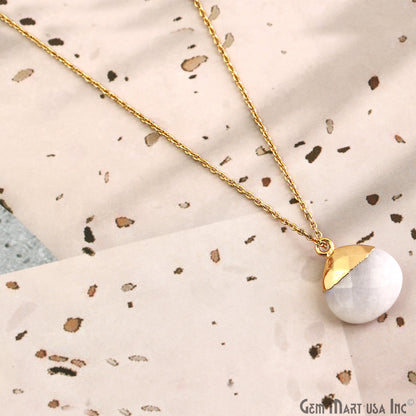 Natural Moonstone Pendant Charm June Birthstone Heart 22k Gold Dipped Bulk Supply