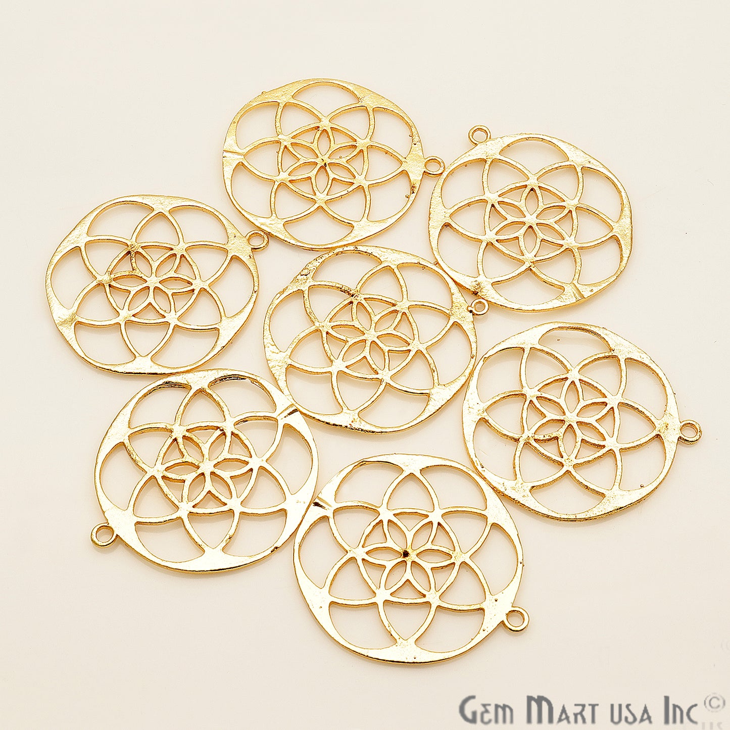 Mandala Shape Finding 40x36mm Gold Plated Chandelier Jewelry Charm - GemMartUSA