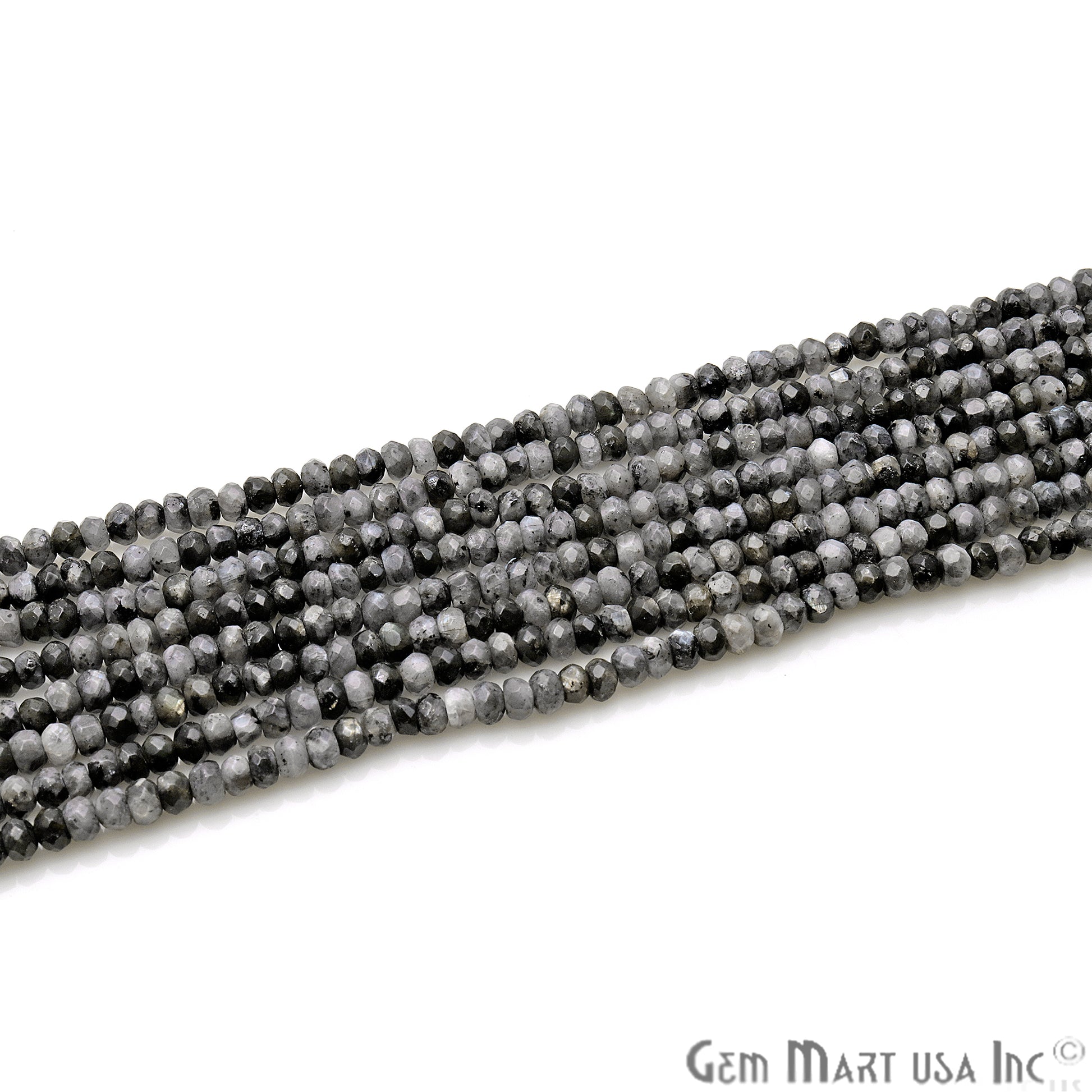 Cats Eye Jade 3-4mm Faceted Rondelle Beads Strands 14Inch - GemMartUSA